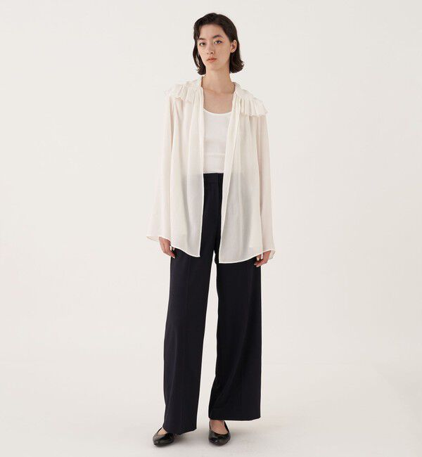 DES PRES「シアーストライプジャカード ギャザーブラウス」|シャツ・ブラウス|