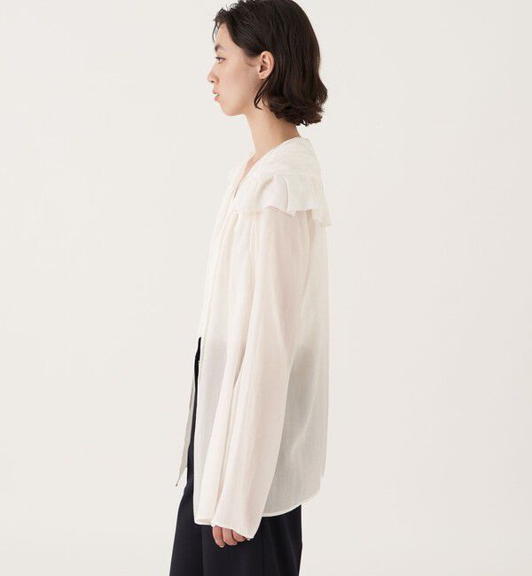 DES PRES「シアーストライプジャカード ギャザーブラウス」|シャツ・ブラウス|