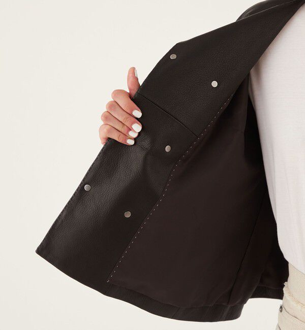 GALERIE VIE「ゴートレザー ショートジャケット」|ノーカラージャケット|