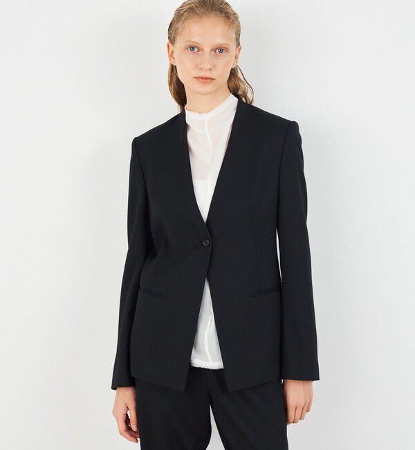 DES PRES「ポリエステルウールバラシャ Vカラージャケット」|ノーカラージャケット|