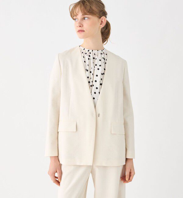 Ballsey「リネンレーヨンストレッチ ノーカラージャケット」|ノーカラージャケット|