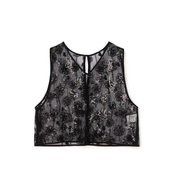 MACPHEE「メッシュスパンコール Vネックプルオーバー」|シャツ・ブラウス|18 ブラック系