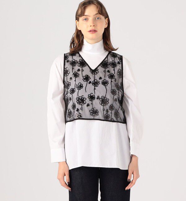 MACPHEE「メッシュスパンコール Vネックプルオーバー」|シャツ・ブラウス|