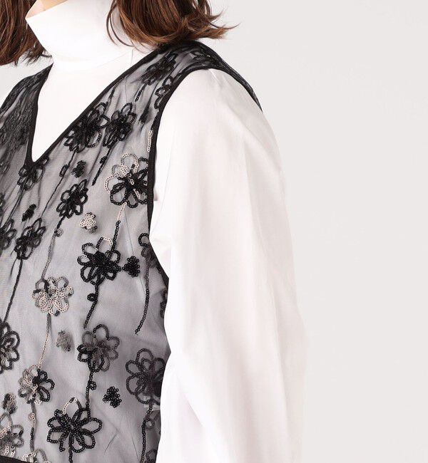 MACPHEE「メッシュスパンコール Vネックプルオーバー」|シャツ・ブラウス|