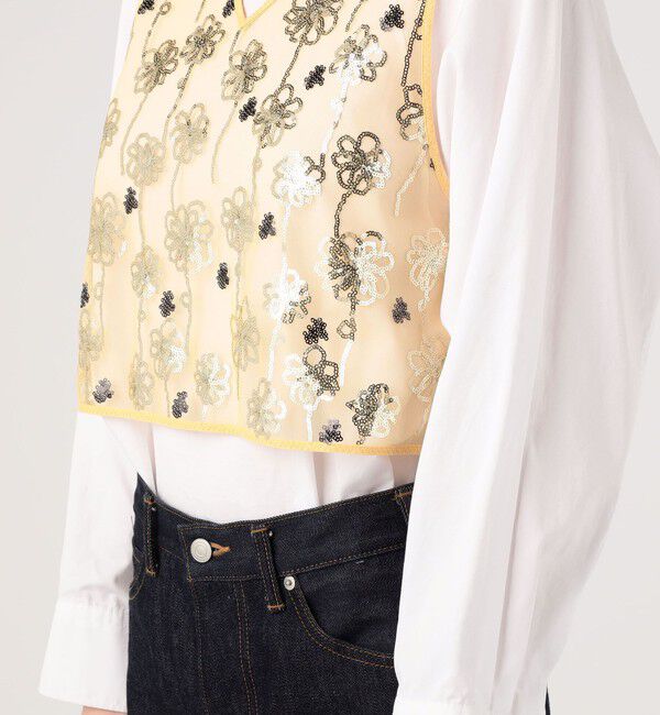 MACPHEE「メッシュスパンコール Vネックプルオーバー」|シャツ・ブラウス|