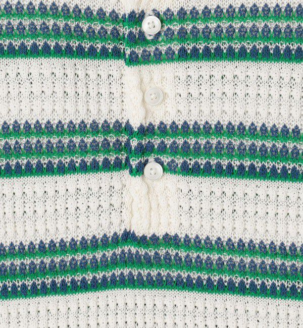 MACPHEE「コットンナイロンラメボーダー ポロカラープルオーバー」|ニット・セーター|