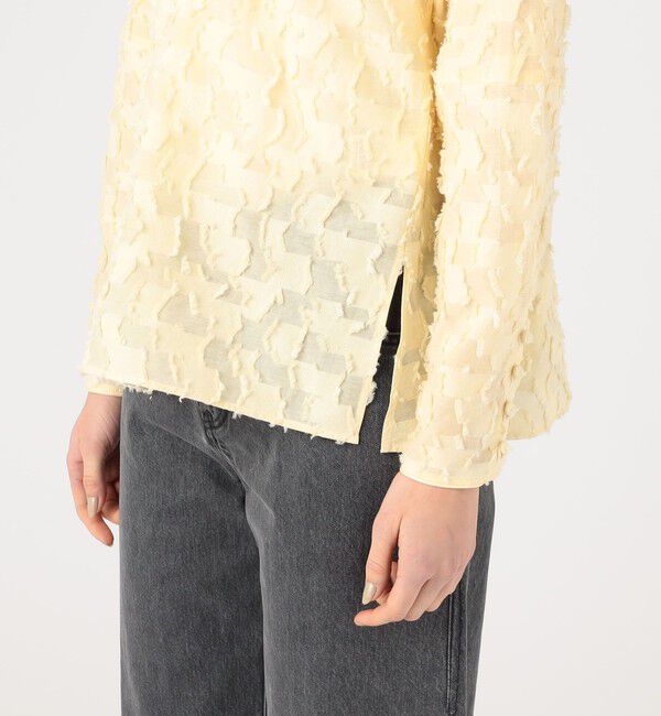 MACPHEE「シアーカットジャカード スタンドネックブラウス」|シャツ・ブラウス|