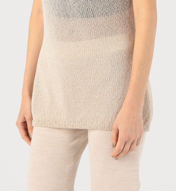 DES PRES「バイカラーコードヤーン バックスリットノースリーブプルオーバー」|ニット・セーター|