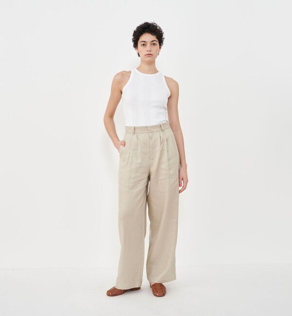 GALERIE VIE「サルファーリネン タックワイドパンツ」|スラックス|