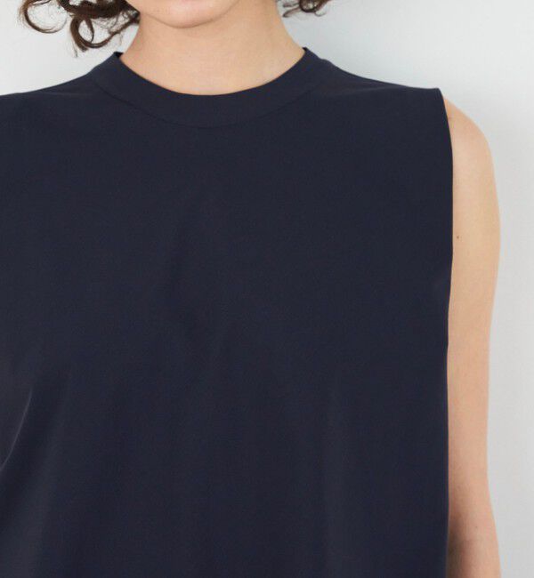 DES PRES「コットンストレッチポプリン ノースリーブブラウス」|シャツ・ブラウス|