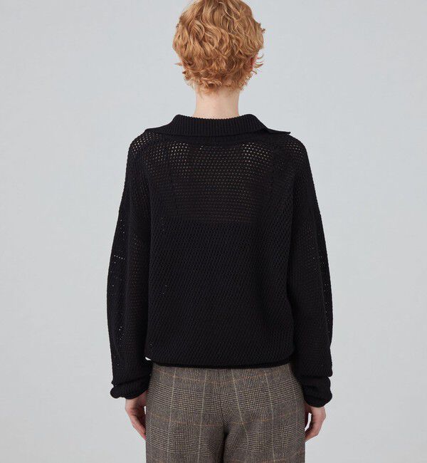 MACPHEE「【WEB・一部店舗限定】ウールメッシュ ポロプルオーバー」|ニット・セーター|