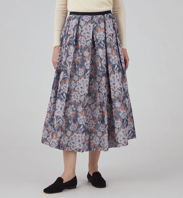 TOMORROWLAND collection「ロゼットフラワープリント タックスィングスカート」|フレア|