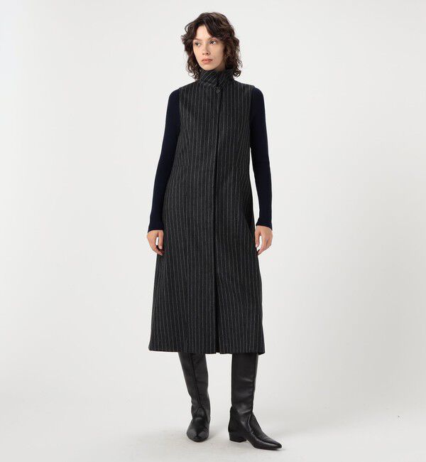 DES PRES「ウールポプリンメルトン ハイネックロングジレ」|ダウンベスト・ベスト|