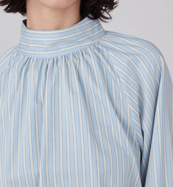 MACPHEE「ブラッシュドコットンツイル ハイネックブラウス」|シャツ・ブラウス|