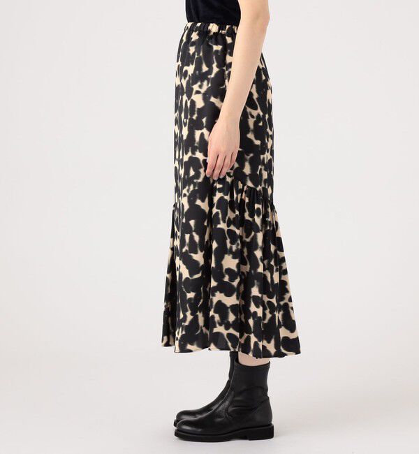 MACPHEE「ブルリープリント アシンメトリーギャザースカート」|フレア|