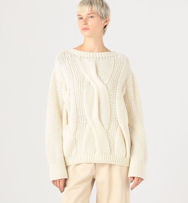 GALERIE VIE「ビッグケーブル ボートネックプルオーバー」|ニット・セーター|