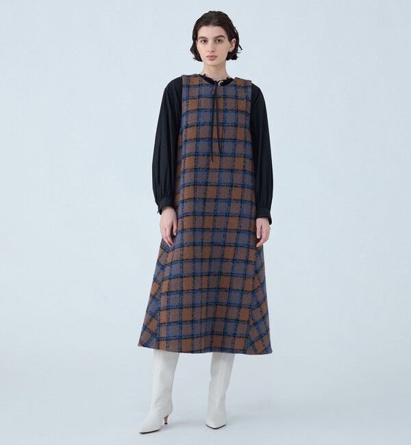 TOMORROWLAND collection「ループチェック フロンタブルジャンパードレス」|ジャンパースカート|