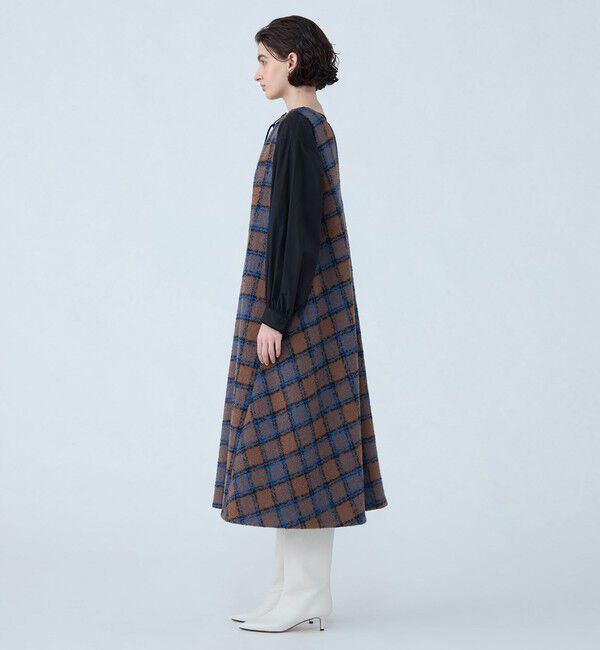 TOMORROWLAND collection「ループチェック フロンタブルジャンパードレス」|ジャンパースカート|