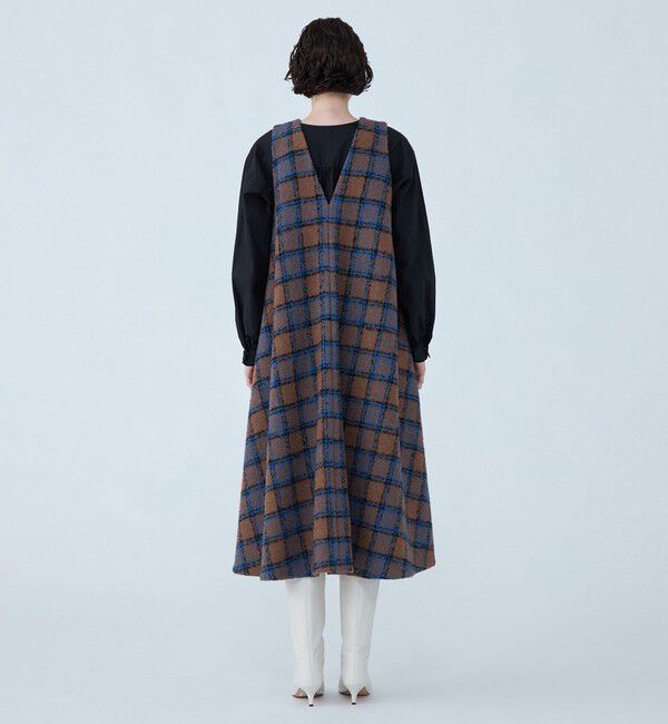 TOMORROWLAND collection「ループチェック フロンタブルジャンパードレス」|ジャンパースカート|