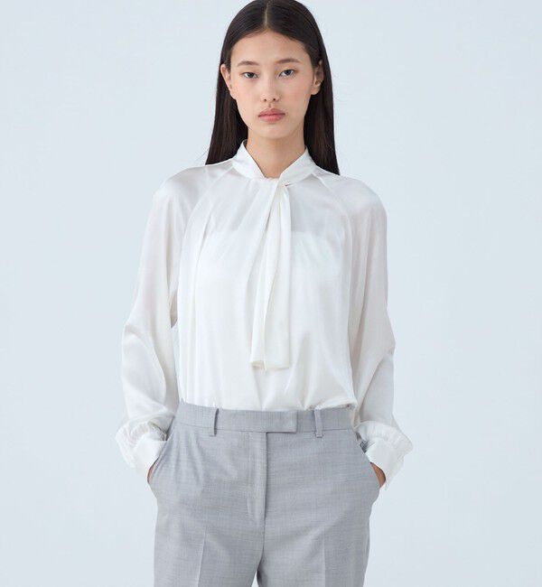 TOMORROWLAND collection「ウォッシャブルサテン フロントタイブラウス」|シャツ・ブラウス|