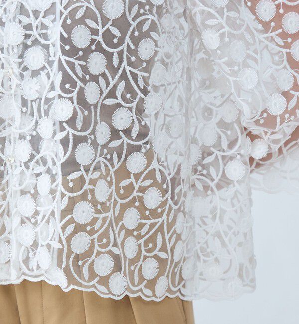 MACPHEE「メッシュエンブロイダリー オープンカラーシャツ」|シャツ・ブラウス|