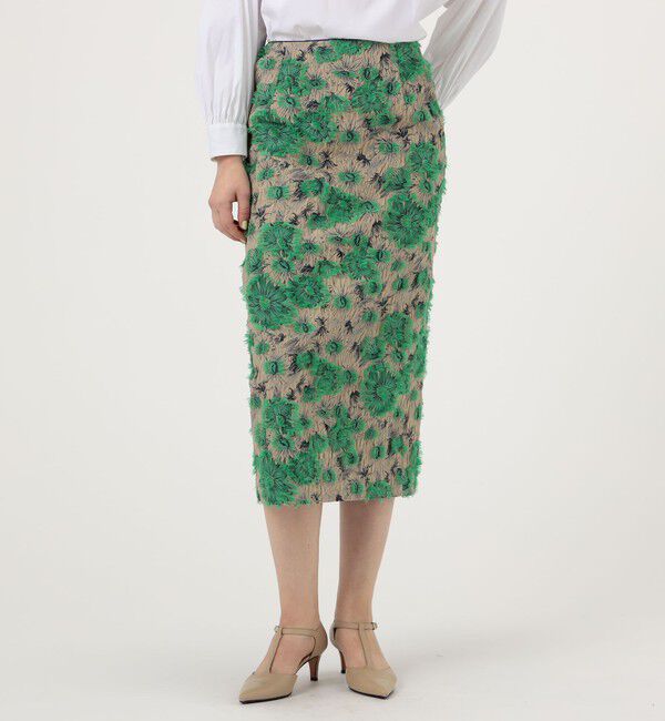 TOMORROWLAND collection「カットフラワージャカード タイトミディスカート」|タイト|