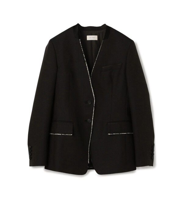 DES PRES「モヘヤウールリネン ノーカラージャケット」|テーラードジャケット|49 ダークブラウン