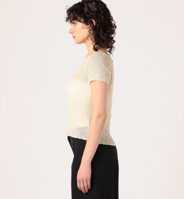 DES PRES「グリッターコットン ショートスリーブプルオーバー」|ニット・セーター|
