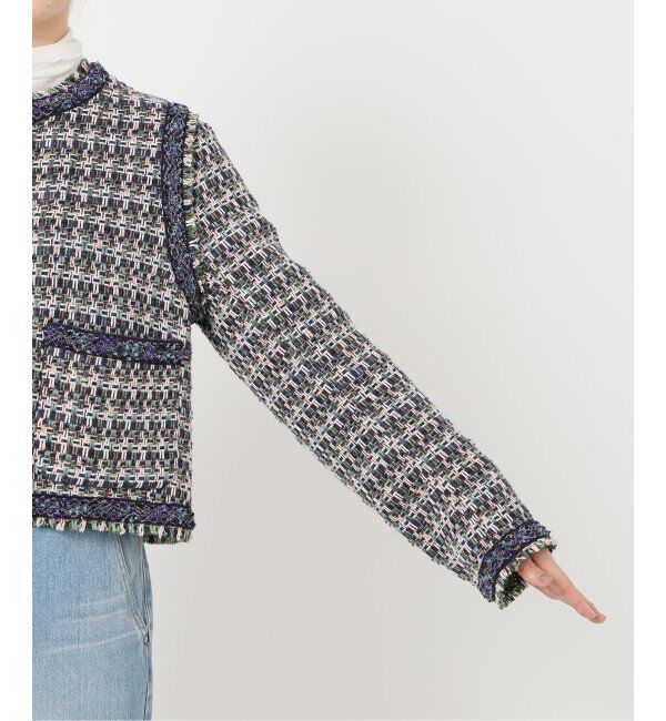 IENA LA BOUCLE「IENA LA BOUCLE LINTON ブライトツイードジャケット」|ノーカラージャケット|