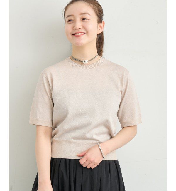 IENA「LEVITAハーフスリーブプルオーバー」|ニット・セーター|ベージュ