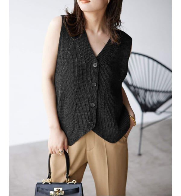 SLOBE IENA「《追加》ニットジレ」|ニット・セーター|ブラック