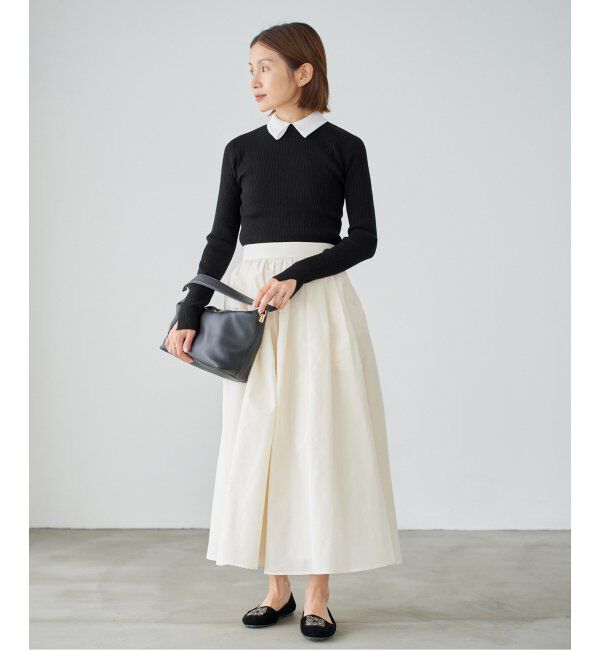 IENA「バイカラー 襟RIBホールガーメントプルオーバー」|ニット・セーター|