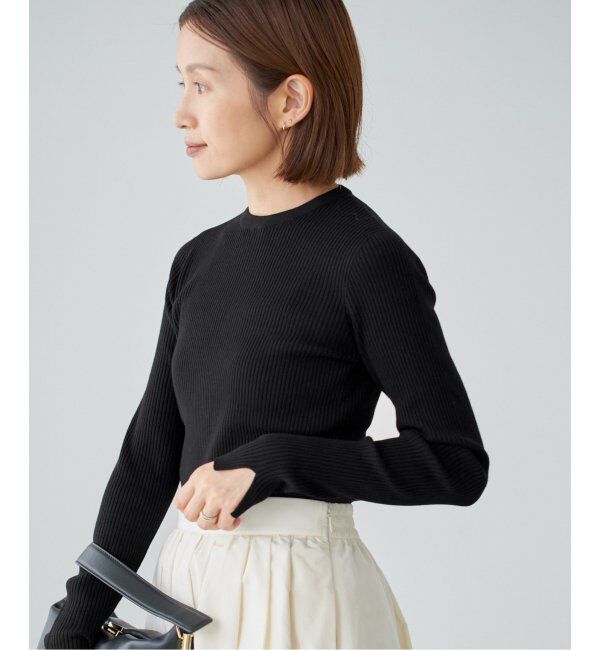 IENA「バイカラー 襟RIBホールガーメントプルオーバー」|ニット・セーター|