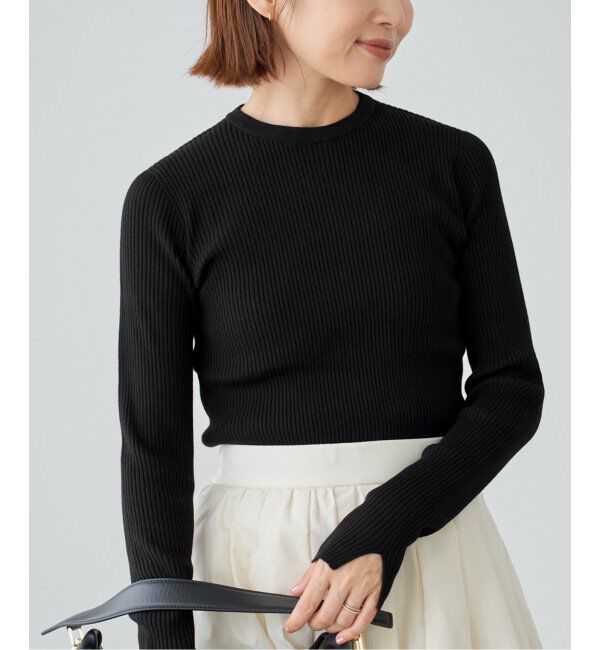 IENA「バイカラー 襟RIBホールガーメントプルオーバー」|ニット・セーター|