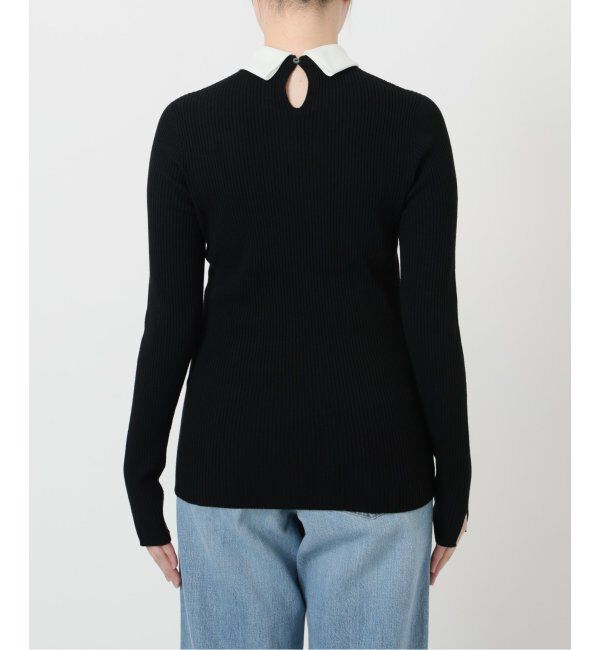 IENA「バイカラー 襟RIBホールガーメントプルオーバー」|ニット・セーター|