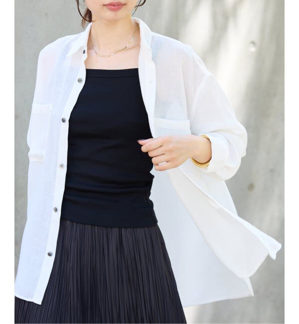 IENA「シアーメッシュ シャツ」|シャツ・ブラウス|ホワイト