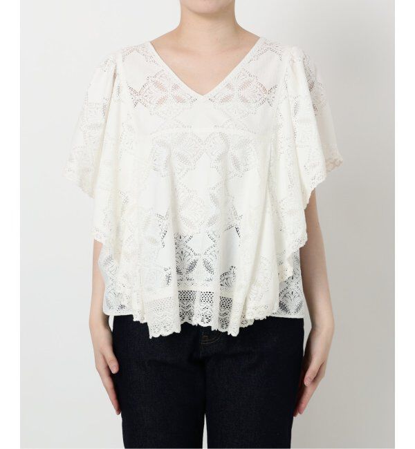 SLOBE IENA「《WEB限定/追加》レースフリルVネックブラウス」|シャツ・ブラウス|
