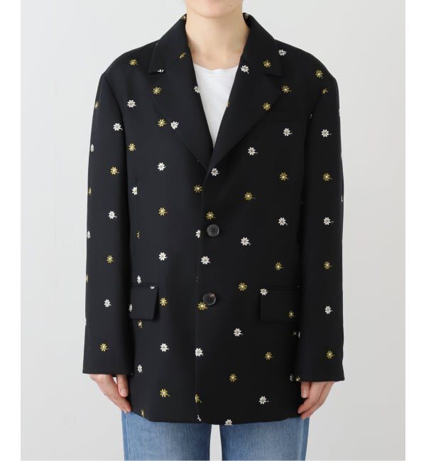 IENA LA BOUCLE「IENA LA BOUCLE フラワーエンブロイダリーウール2Bジャケット」|テーラードジャケット|