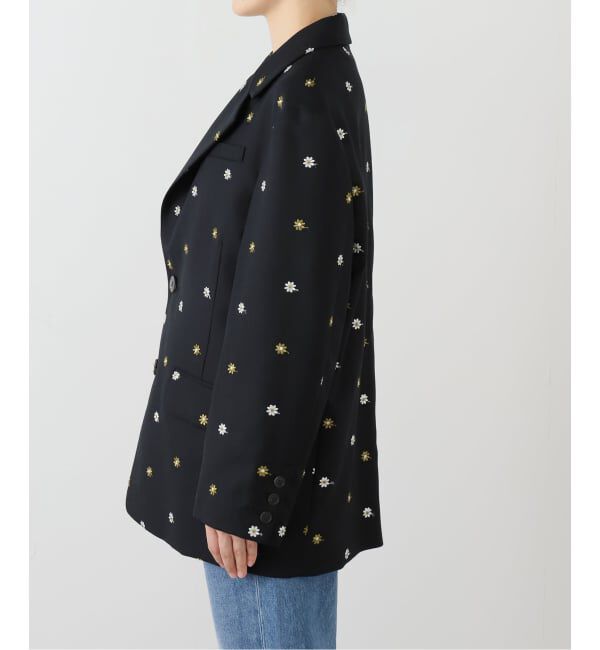 IENA LA BOUCLE「IENA LA BOUCLE フラワーエンブロイダリーウール2Bジャケット」|テーラードジャケット|