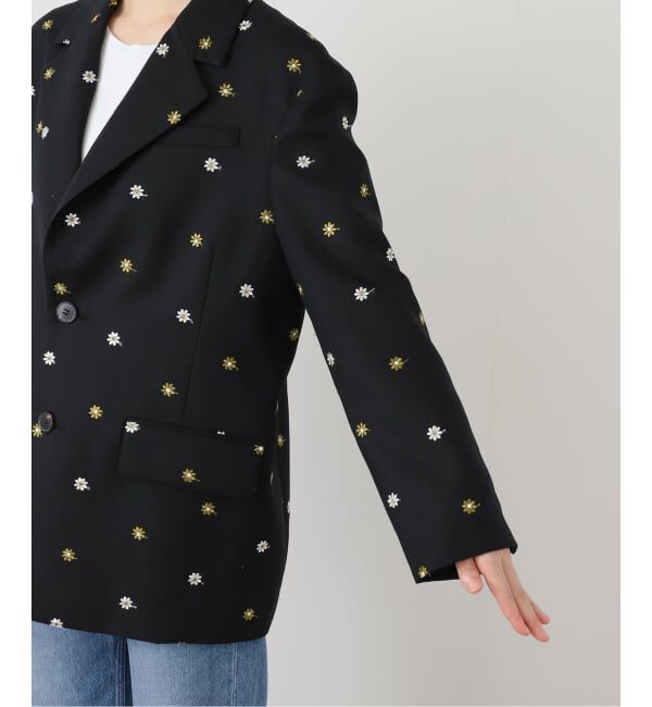 IENA LA BOUCLE「IENA LA BOUCLE フラワーエンブロイダリーウール2Bジャケット」|テーラードジャケット|