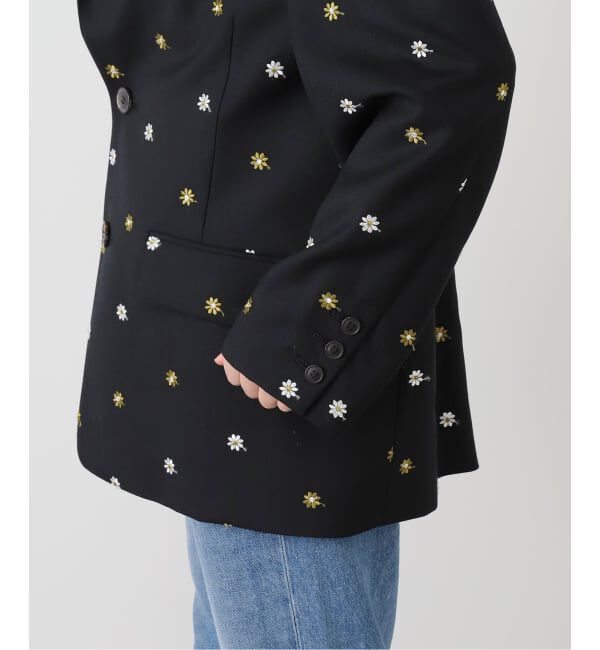 IENA LA BOUCLE「IENA LA BOUCLE フラワーエンブロイダリーウール2Bジャケット」|テーラードジャケット|