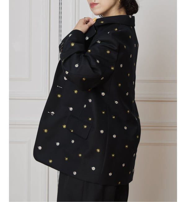 IENA LA BOUCLE「IENA LA BOUCLE フラワーエンブロイダリーウール2Bジャケット」|テーラードジャケット|