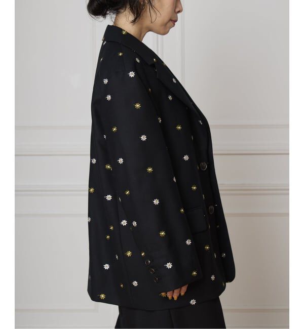 IENA LA BOUCLE「IENA LA BOUCLE フラワーエンブロイダリーウール2Bジャケット」|テーラードジャケット|