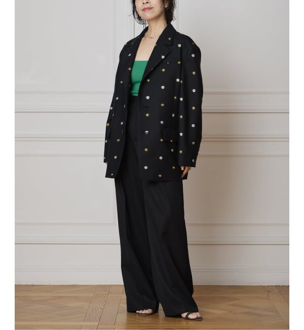 IENA LA BOUCLE「IENA LA BOUCLE フラワーエンブロイダリーウール2Bジャケット」|テーラードジャケット|