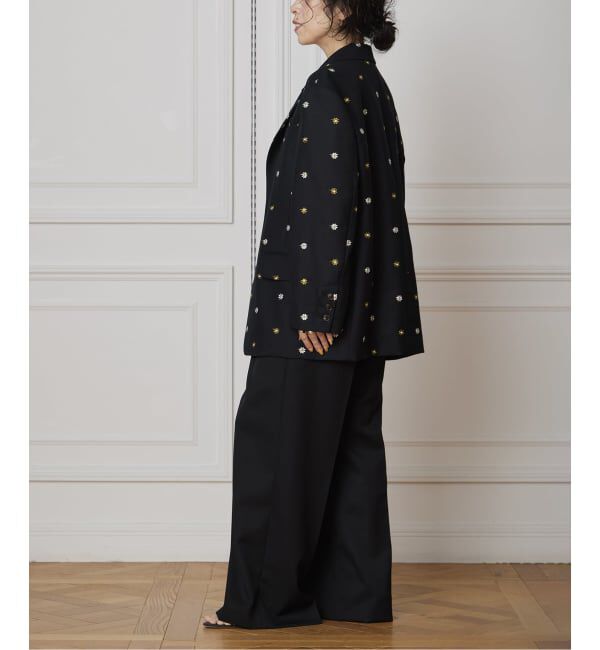 IENA LA BOUCLE「IENA LA BOUCLE フラワーエンブロイダリーウール2Bジャケット」|テーラードジャケット|