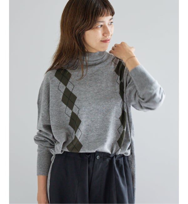 IENA「ライトウールアーガイルニット」|ニット・セーター|グレーA