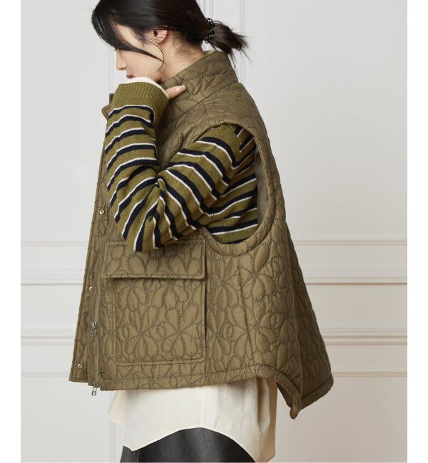 IENA LA BOUCLE「IENA LA BOUCLE フラワーキルティングパテッドベスト」|ダウンベスト・ベスト|