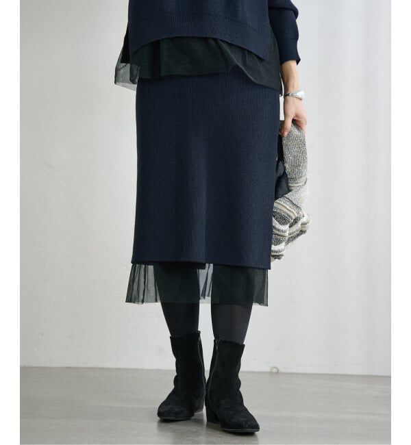 IENA「チュールハーフリブスカート」|スカート|