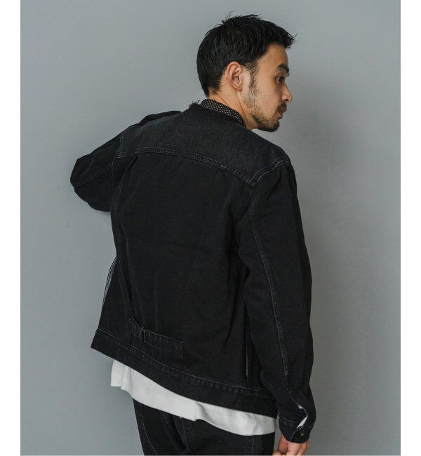 EDIFICE「《再入荷》Levi&rsquo;s(リーバイス) 別注 Type 1 Trucker Jacket BLACK "COLLARLESS"」|デニムジャケット|