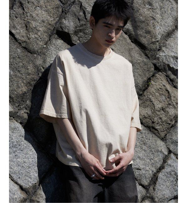 J.S.Homestead「J.S.Homestead / コールドダイ ダメージネックTシャツ」|Tシャツ・カットソー|ベージュ